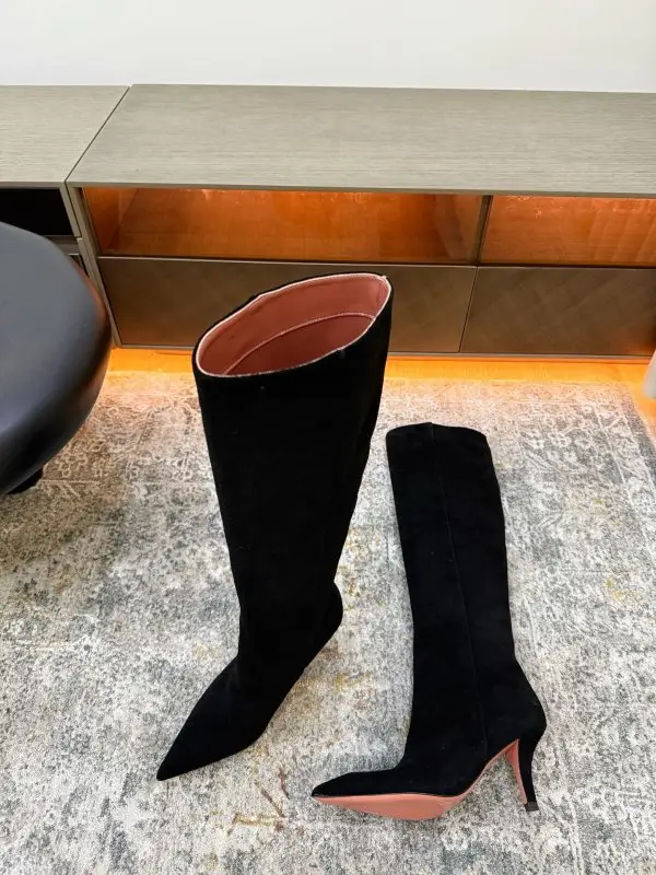 Amina Muaddi Boots suede on heel — Photo 4