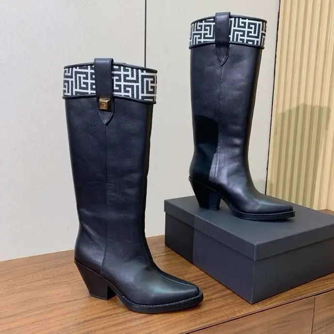 Balmain — Чоботи шкіряні жіночі на високому підборах