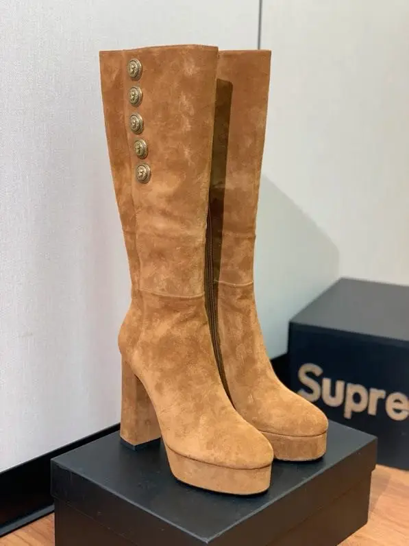 Balmain — Замшеві чоботи на платформі і високому підборах