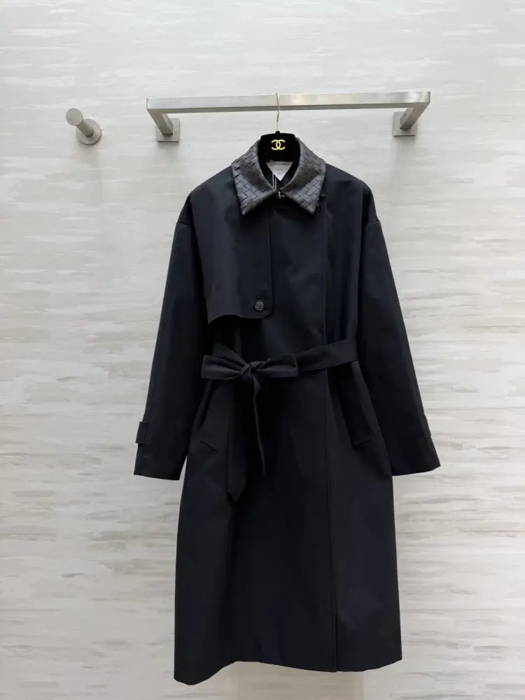 Bottega Veneta — A long trench from braided leather collar