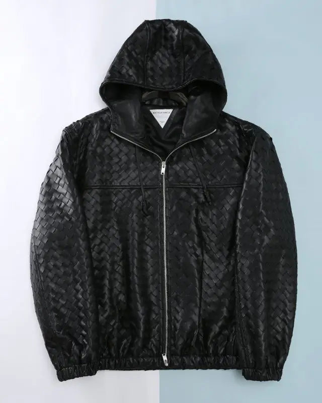 Bottega Veneta — Men's classical jacket from hood of kind skin from weaving Intrecciato