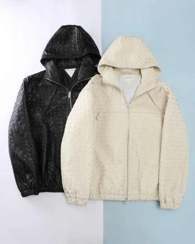 Bottega Veneta Чоловіча класична куртка з капюшоном з натуральної шкіри з плетінням Intrecciato — Фото 3