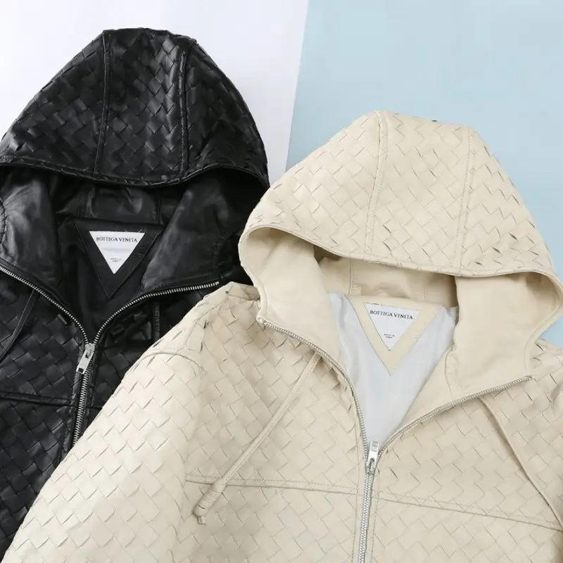 Bottega Veneta Чоловіча класична куртка з капюшоном з натуральної шкіри з плетінням Intrecciato — Фото 5