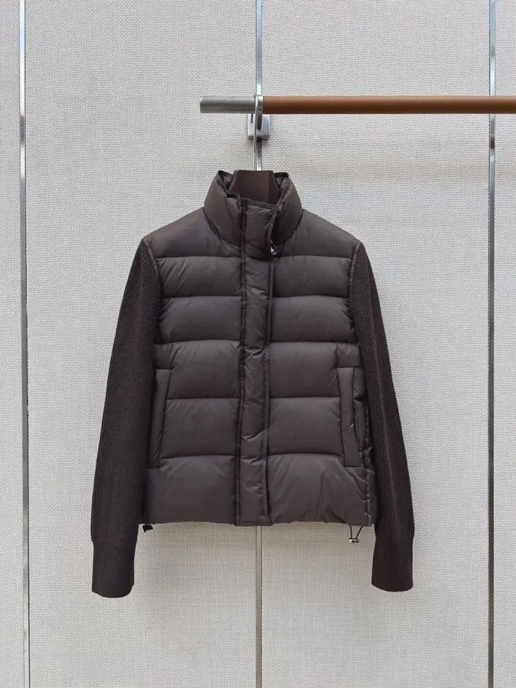 Brunello Cucinelli — Пуховик женский с шерстяными рукавами