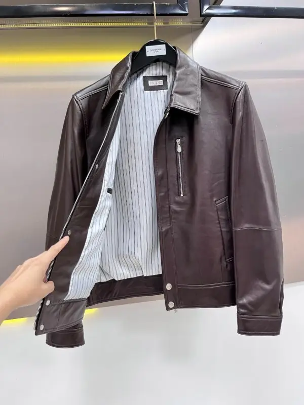 Brunello Cucinelli Куртка кожаная мужская — Фото 3