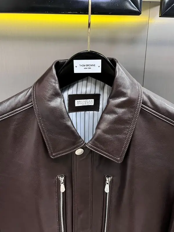 Brunello Cucinelli Куртка кожаная мужская — Фото 5