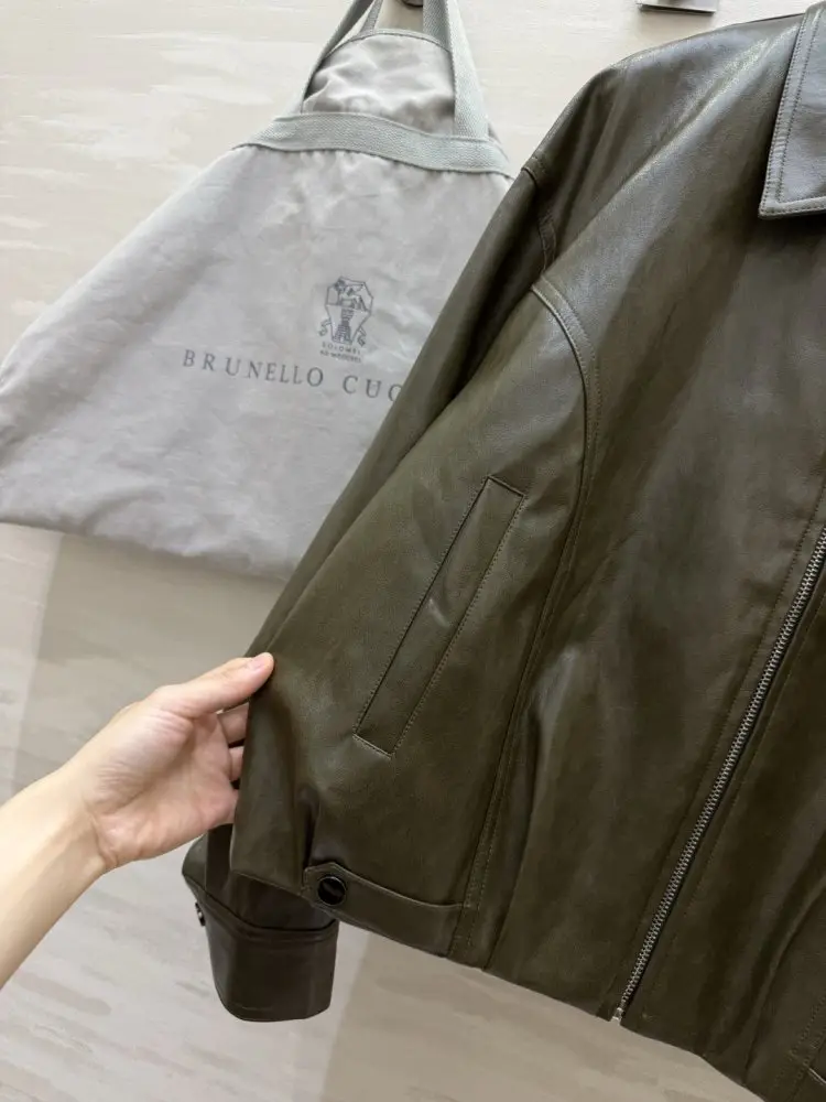 Brunello Cucinelli Куртка кожаная женская — Фото 3