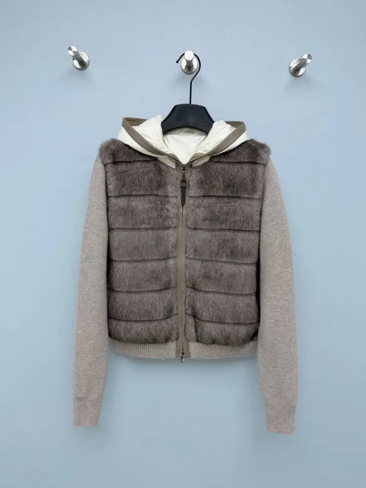Brunello Cucinelli — Куртка з кашеміру з хутряної обробкою