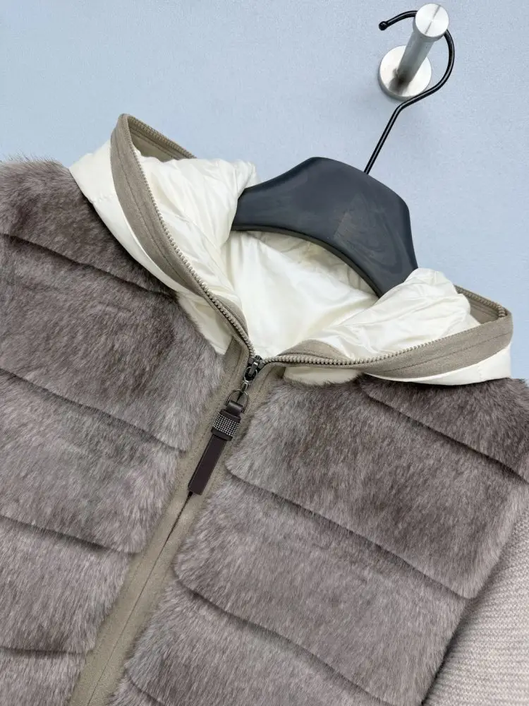 Brunello Cucinelli Куртка з кашеміру з хутряної обробкою — Фото 3