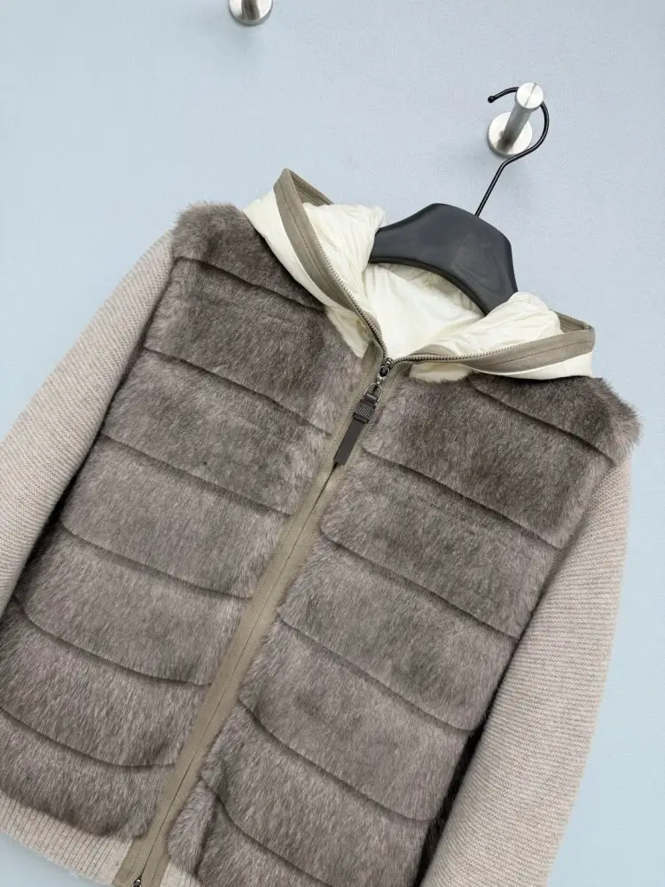 Brunello Cucinelli Куртка з кашеміру з хутряної обробкою — Фото 4