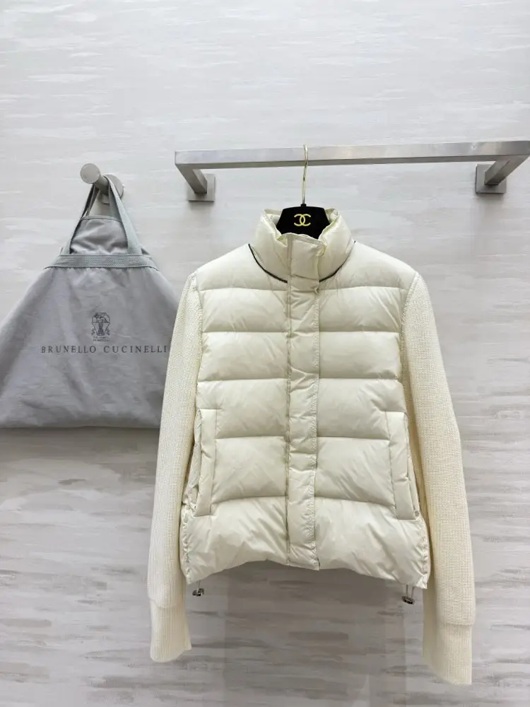 Brunello Cucinelli — Вязаная пуховая куртка из мериносовой шерсти