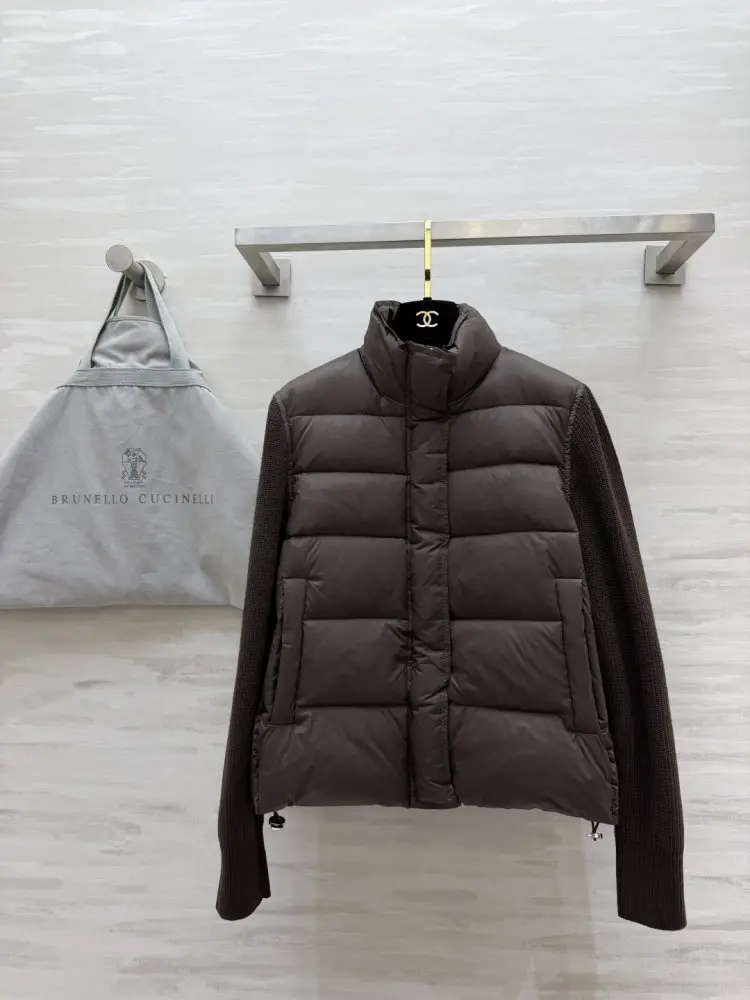 Brunello Cucinelli — Вязаная пуховая куртка из мериносовой шерсти
