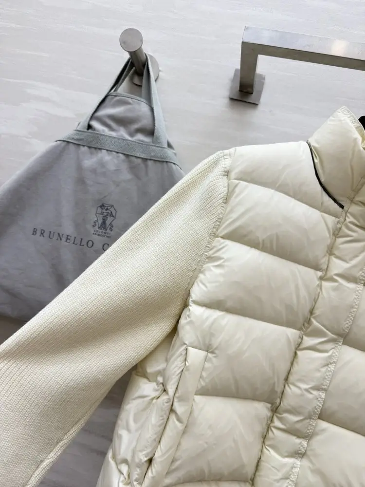 Brunello Cucinelli В'язана пухова куртка з мериносовой вовни — Фото 4