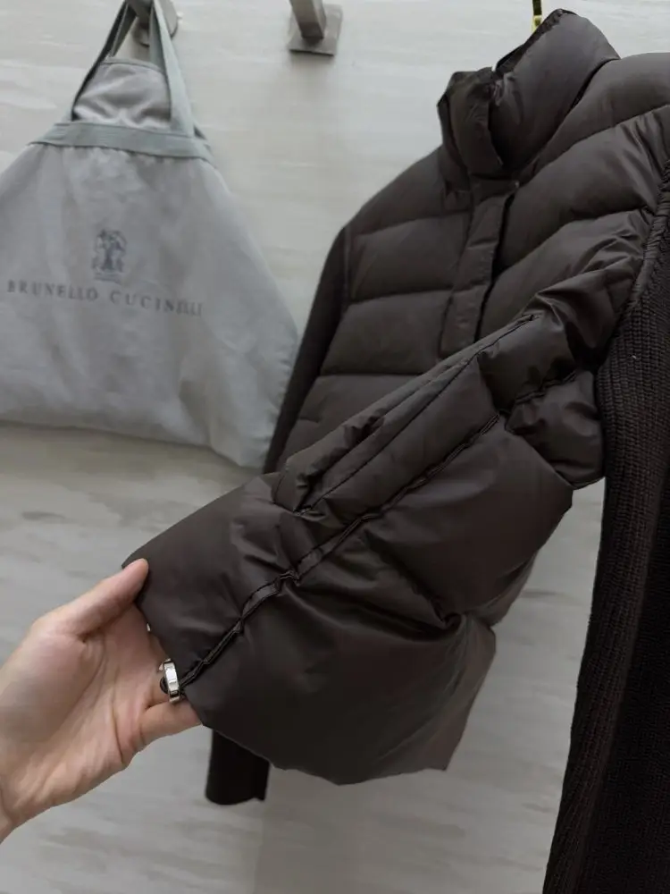 Brunello Cucinelli В'язана пухова куртка з мериносовой вовни — Фото 4