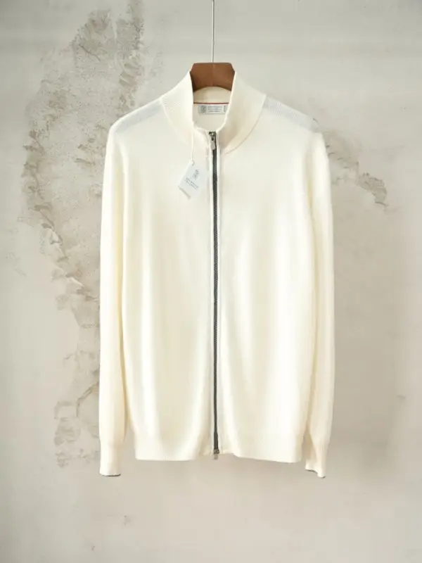 Brunello Cucinelli — Male cashmere pullover on lightning