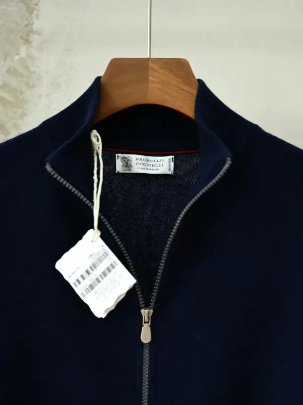 Brunello Cucinelli Мужской кашемировый свитер на молнии — Фото 2