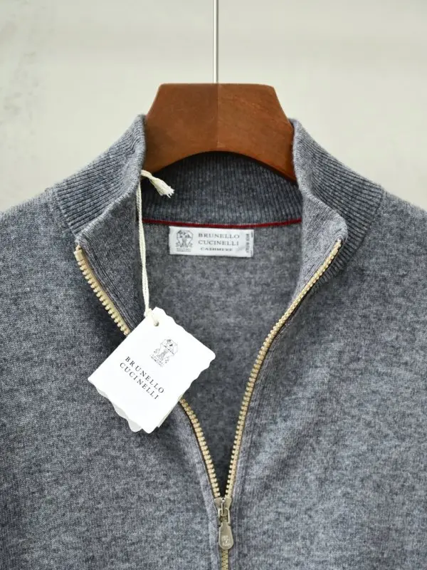 Brunello Cucinelli Мужской кашемировый свитер на молнии — Фото 2