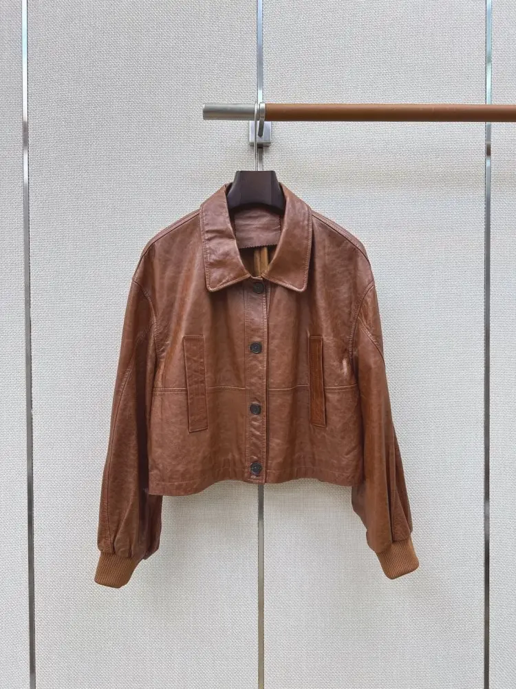 Brunello Cucinelli — Короткая кожаная куртка с воротником