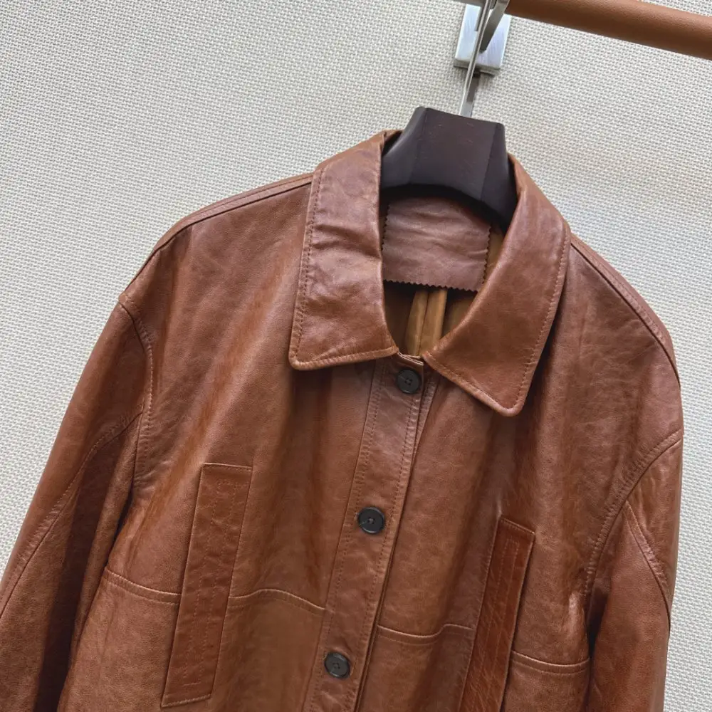 Brunello Cucinelli Короткая кожаная куртка с воротником — Фото 3