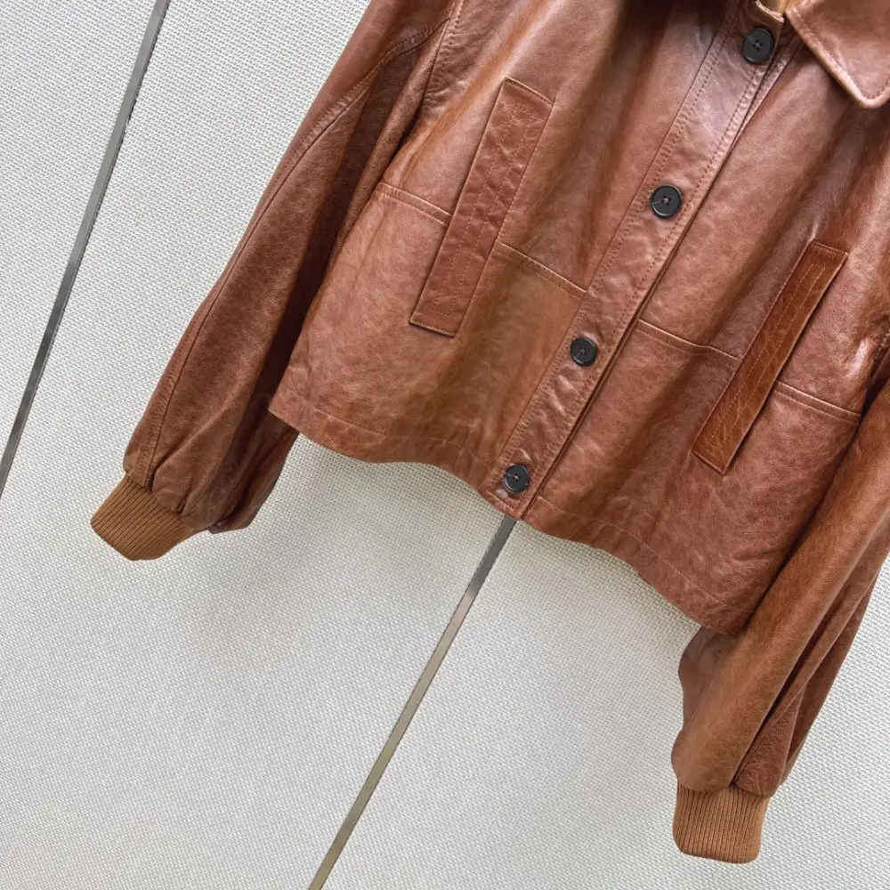 Brunello Cucinelli Короткая кожаная куртка с воротником — Фото 5