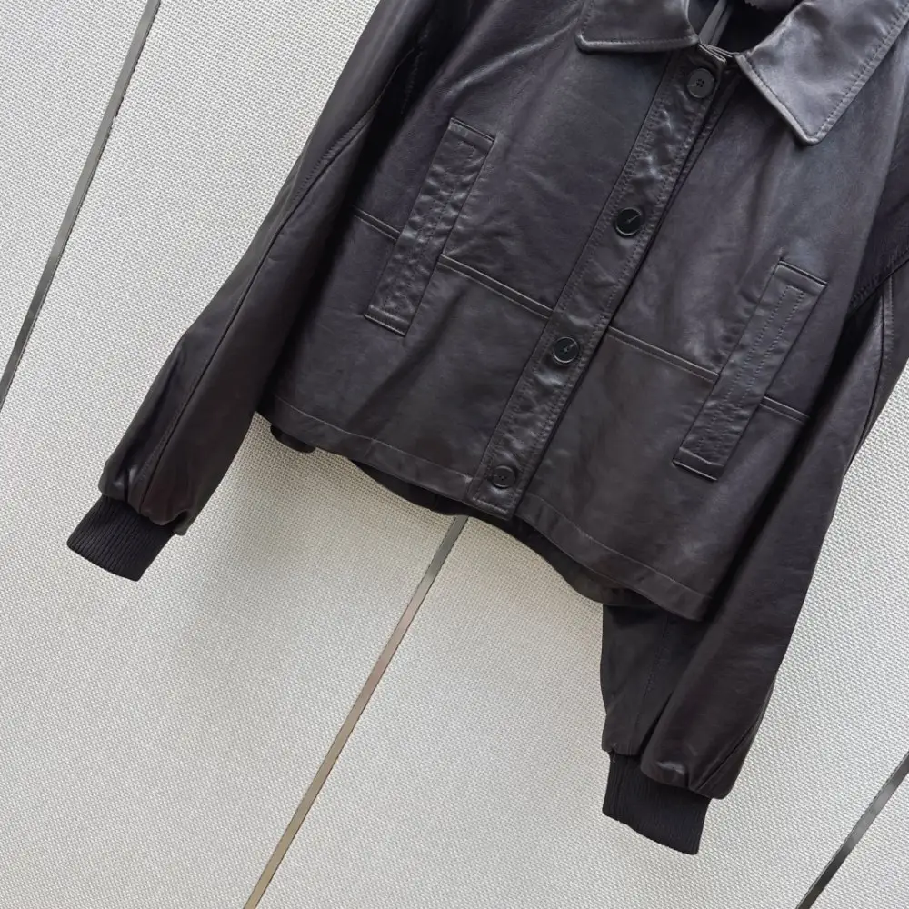 Brunello Cucinelli Короткая кожаная куртка с воротником — Фото 5