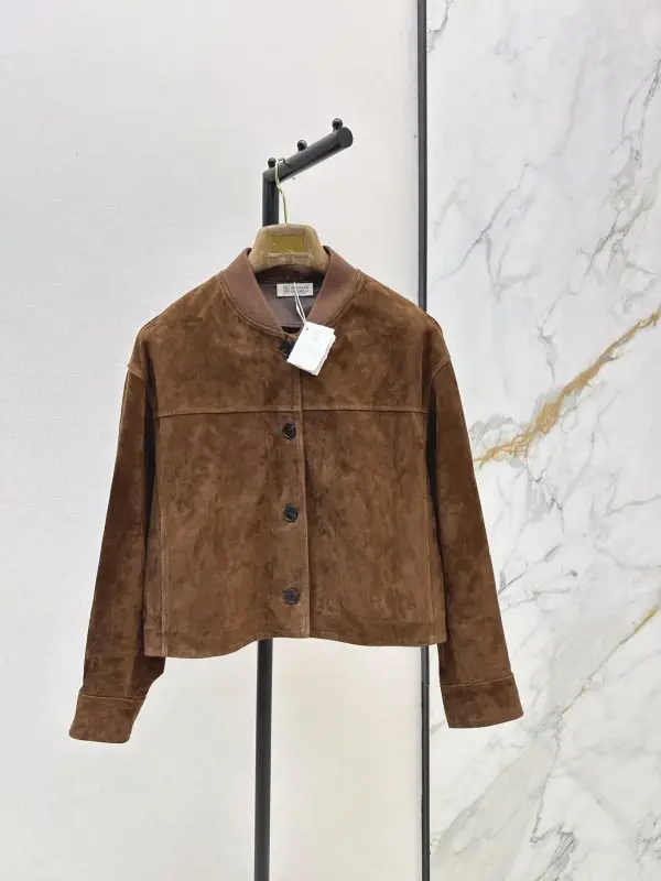 Brunello Cucinelli — Women's suede jacket with stand-up collar