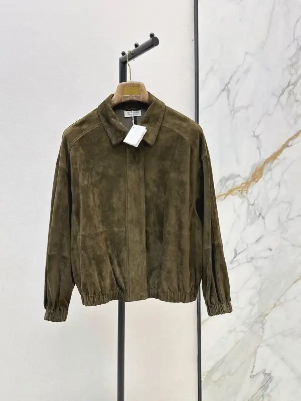 Brunello Cucinelli — Women's suede jacket with stand-up collar
