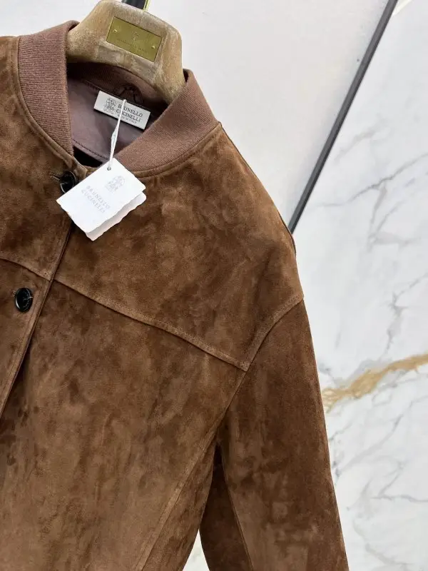 Brunello Cucinelli Жіноча замшева куртка зі стоячим коміром — Фото 5