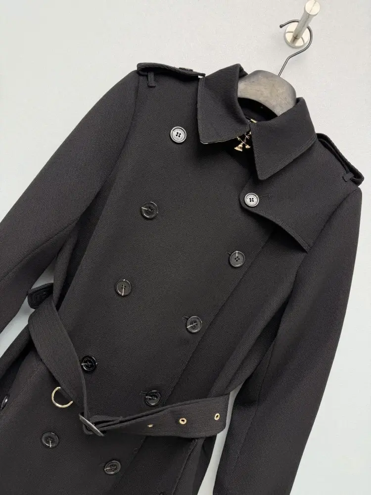 Burberry Классический двубортный длинный шерстяной тренч — Фото 3