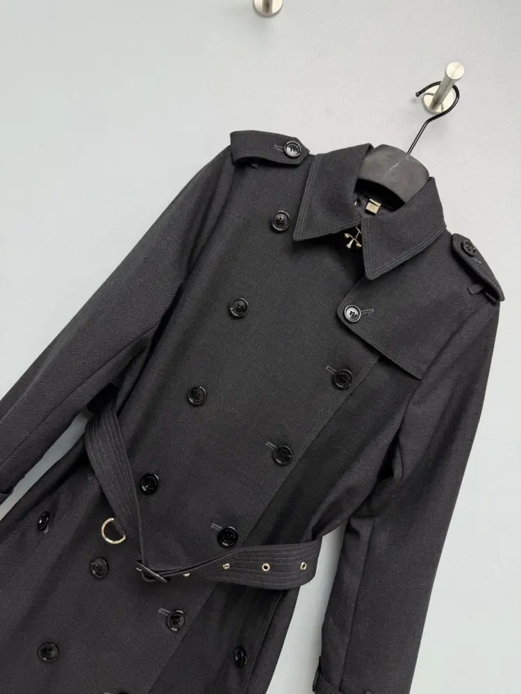 Burberry Класичний двобортний довгий вовняний тренч — Фото 3