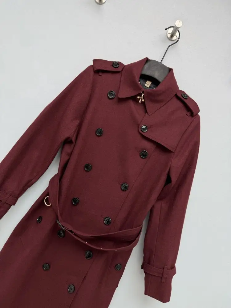 Burberry Класичний двобортний довгий вовняний тренч — Фото 3