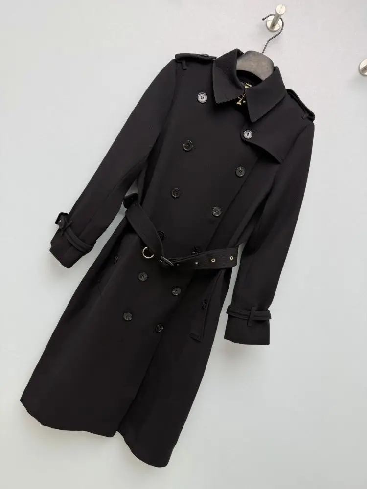 Burberry Классический двубортный длинный шерстяной тренч — Фото 4