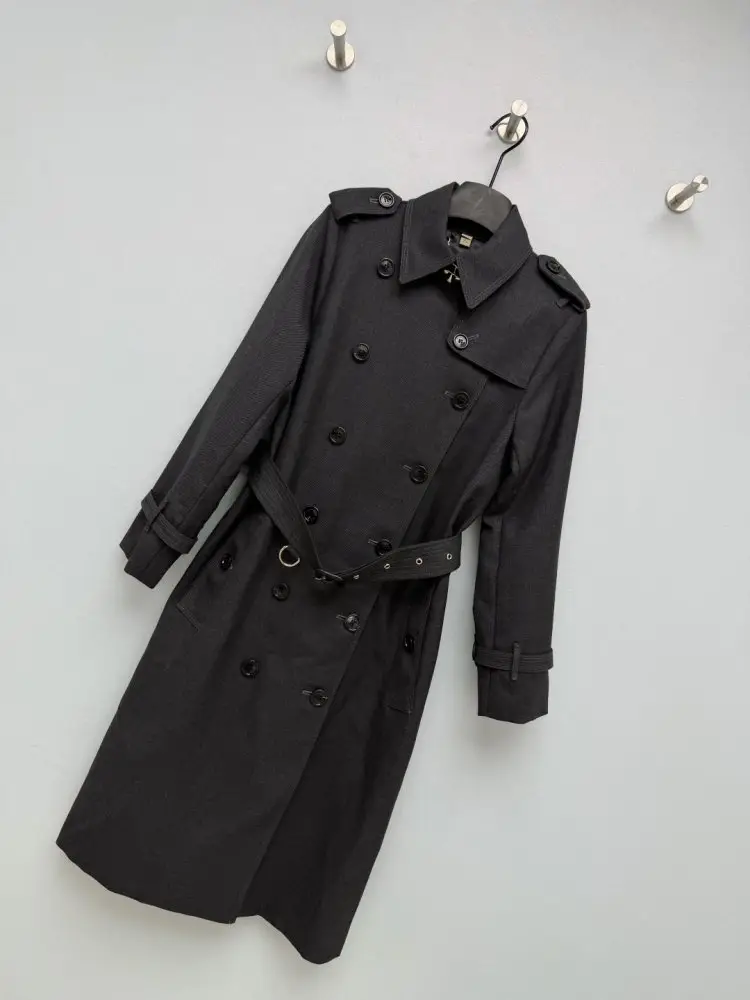 Burberry Класичний двобортний довгий вовняний тренч — Фото 4
