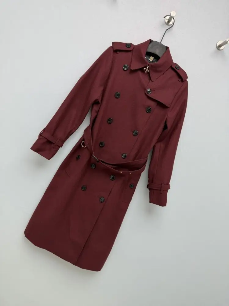 Burberry Класичний двобортний довгий вовняний тренч — Фото 4