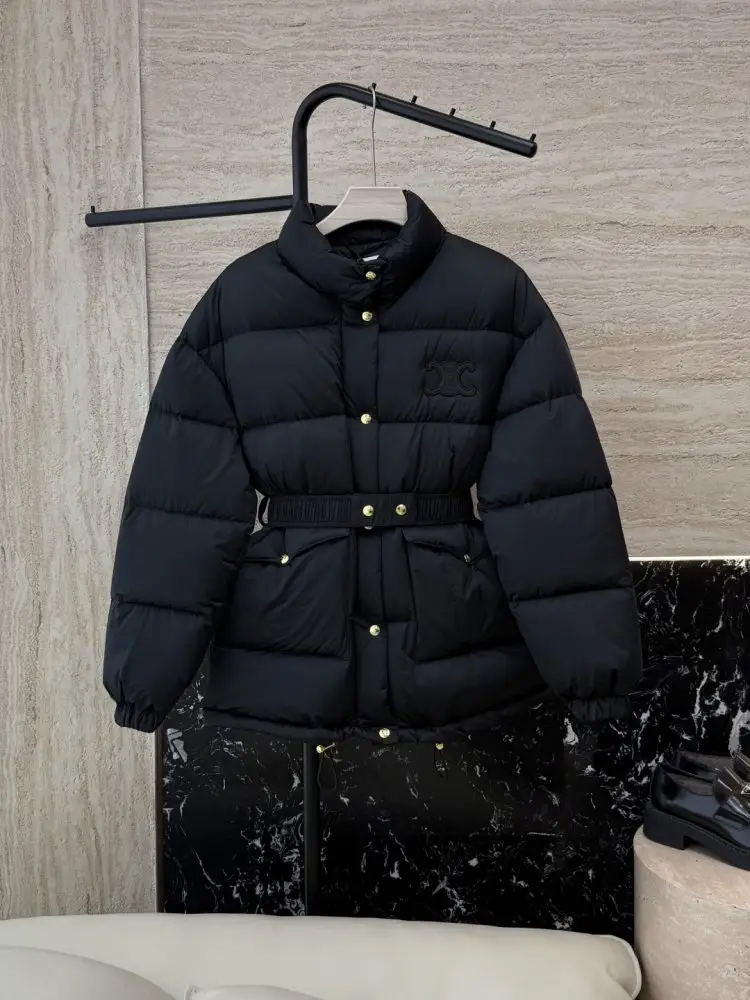 Celine — Пухова куртка з поясом і коміром-стійкою