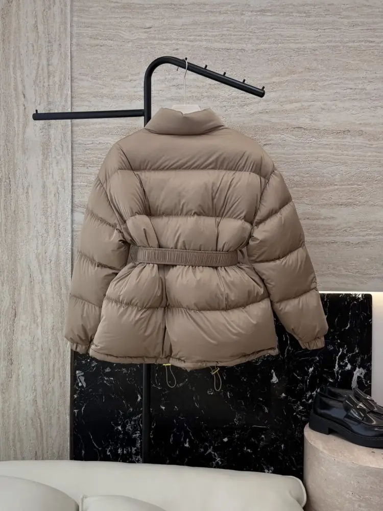 Celine Пухова куртка з поясом і коміром-стійкою — Фото 2