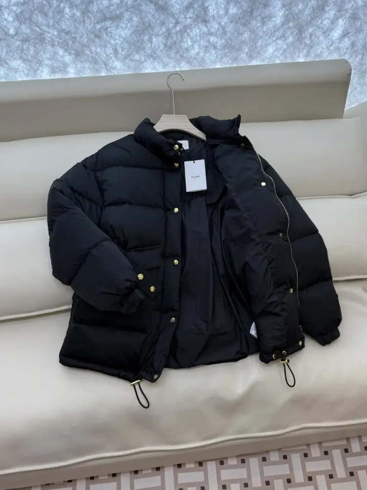 Celine Пуховая куртка с поясом и воротником-стойкой — Фото 5