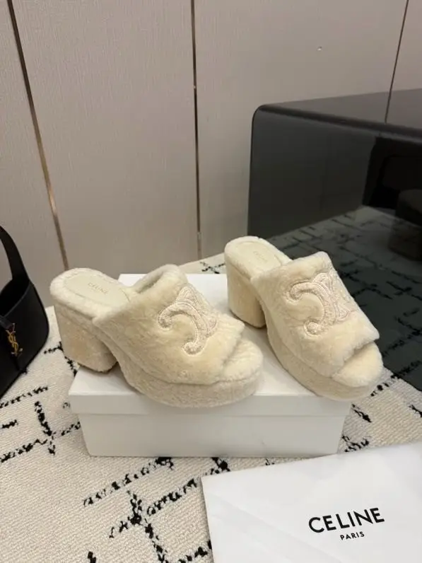 Celine — Sandals fur on platform