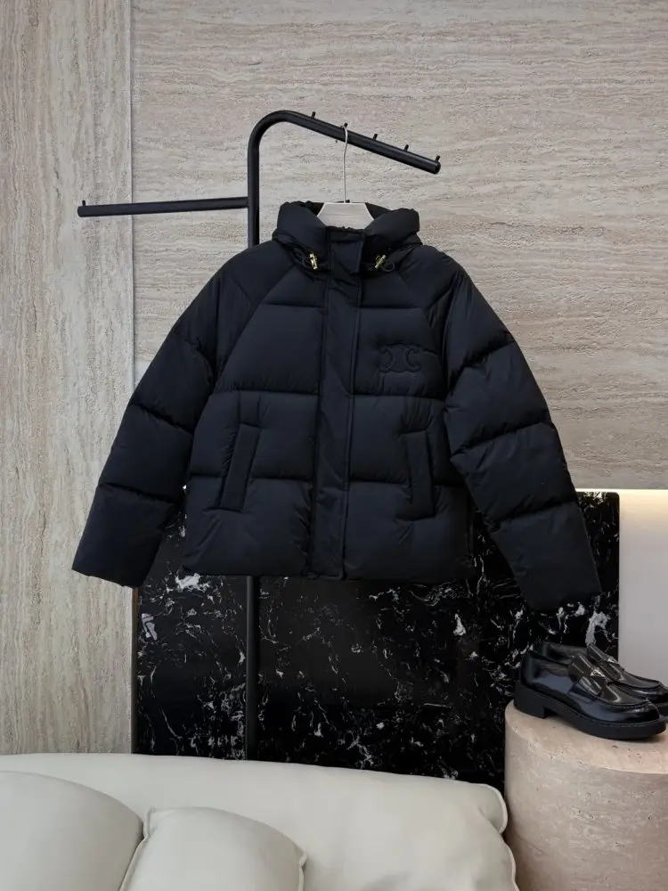Celine — Short jacket on feathers from hood