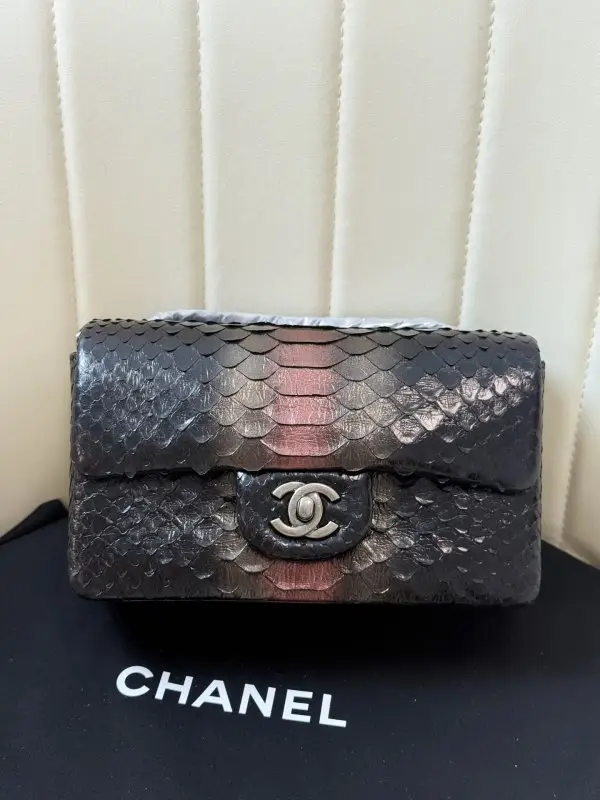 Chanel Сумка Classic Double Flap 20 см в зміїної шкірі — Фото 1