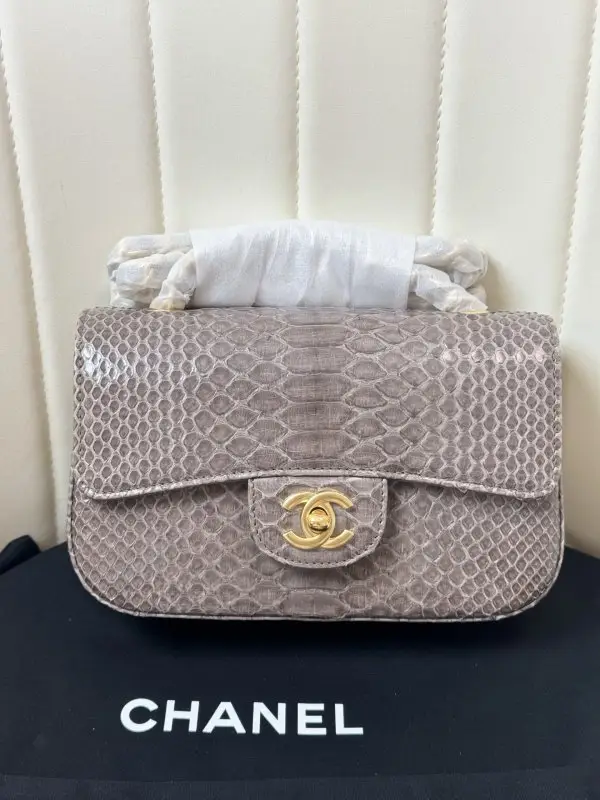 Chanel Сумка Classic Double Flap 20 см в зміїної шкірі — Фото 1