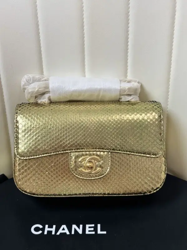 Chanel Сумка Classic Double Flap 20 см в зміїної шкірі — Фото 1