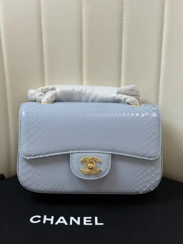 Chanel Сумка Classic Double Flap 20 см в зміїної шкірі — Фото 1