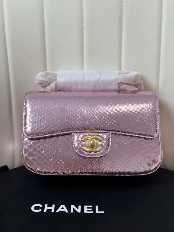 Chanel Сумка Classic Double Flap 20 см в зміїної шкірі — Фото 1