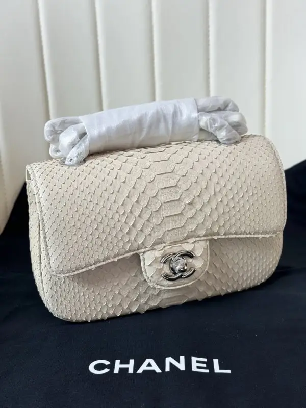 Chanel — Сумка Classic Double Flap 20 см в зміїної шкірі