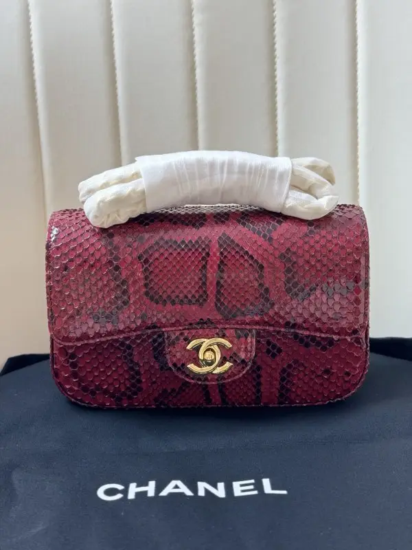 Chanel — Сумка Classic Double Flap 20 см в зміїної шкірі