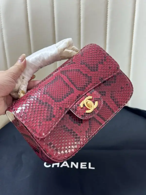 Chanel Сумка Classic Double Flap 20 см в зміїної шкірі — Фото 2