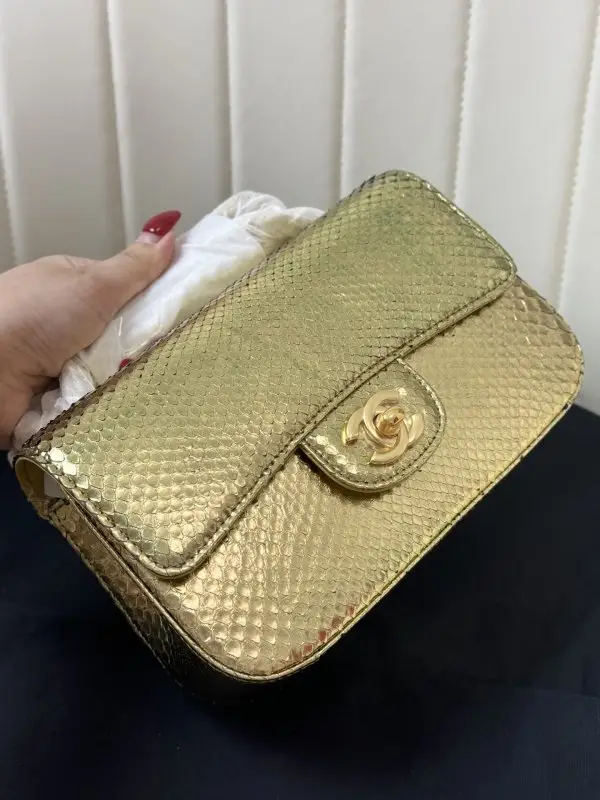 Chanel Сумка Classic Double Flap 20 см в зміїної шкірі — Фото 2