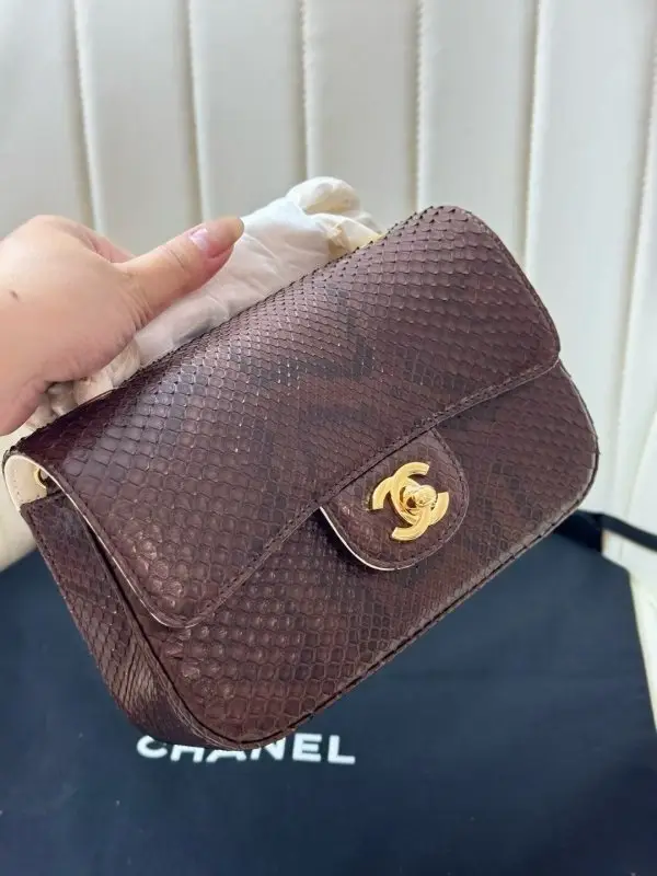 Chanel Сумка Classic Double Flap 20 см в зміїної шкірі — Фото 2