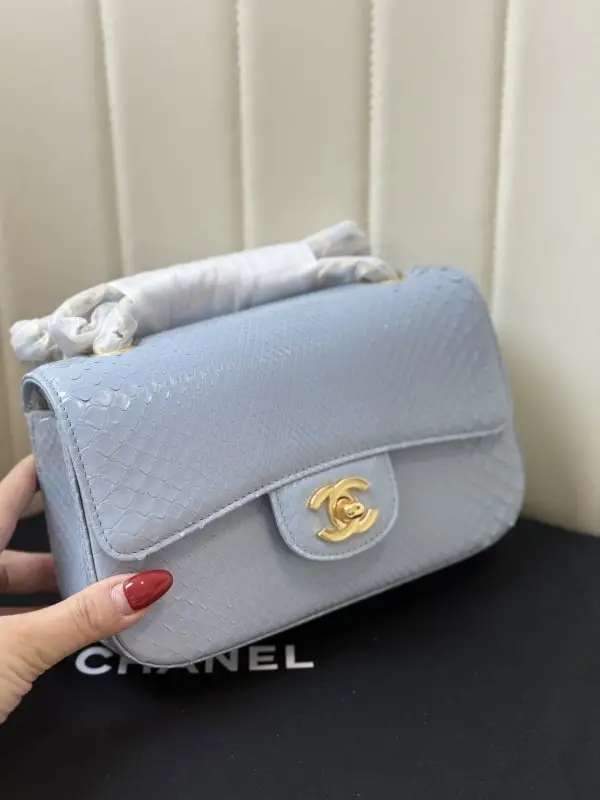 Chanel Сумка Classic Double Flap 20 см в зміїної шкірі — Фото 2